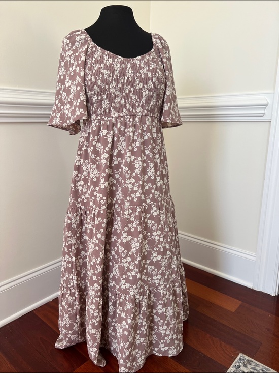 Wishlist Dresses & Skirts - Wishlist Mauve Floral Midi Dress with White Print
